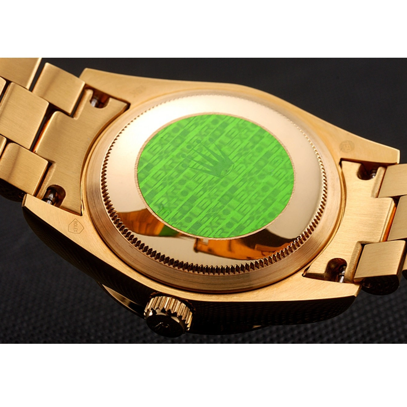 AAA Replica Watches Day-Date Swiss Bracelet Gold Rolex Pave Dial 1453956 Diamond Diamond 1014